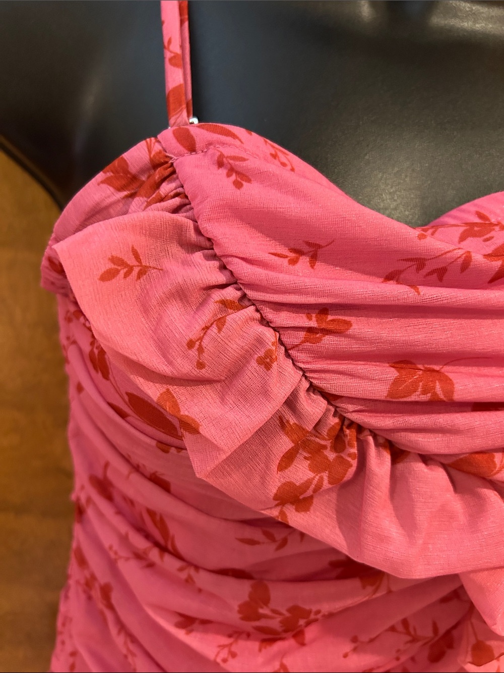Pink Floral Ruffle Ruched Mini Dress - Homecoming - Picture 7 of 14